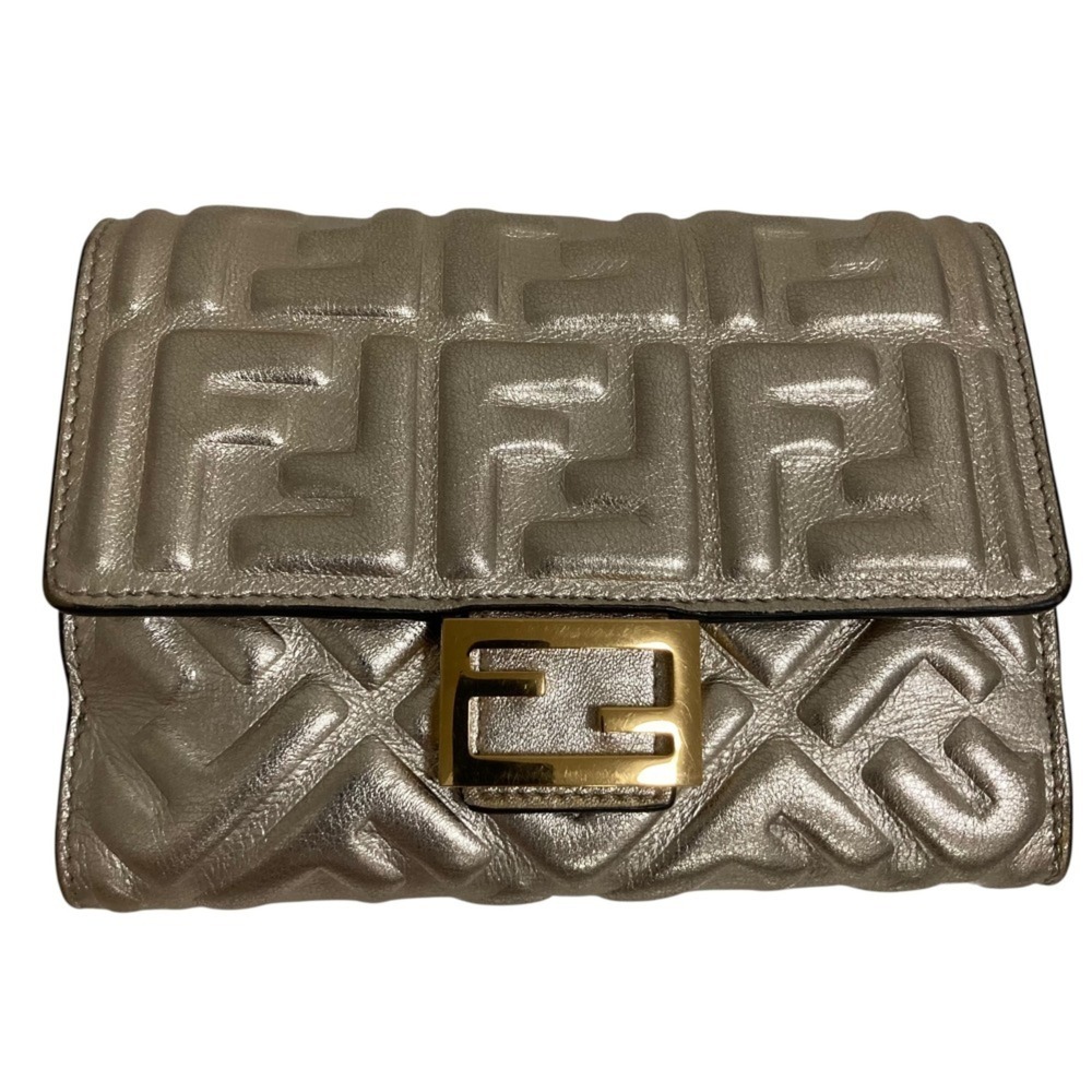 FENDI FF pattern medium bi-fold wallet 8M0419 gold color men's and women's